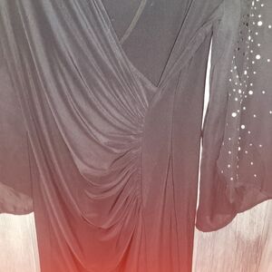 Elegant Black Dress with Rhinestone Sleeves